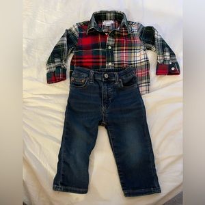 Ralph Lauren long sleeve top and jeans boys outfit